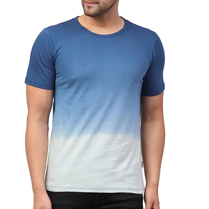 Camiseta de Manga Corta con Cuello Redondo y Color Degradado para Hombre, Corte Regular, Informal, Tejida con Patrón, Poliéster/Algodón, Transpirable, con Logotipo Frontal - Product Image 4