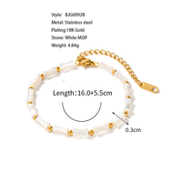 Bracelet de mode en acier inoxydable d'été pour femmes avec perles de charme en pierre de coquille ovale blanche naturelle Bracelet élégant pour les femmes