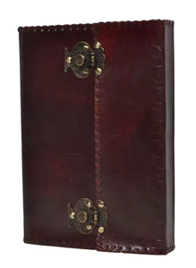 Large Embossed Black Leather Journal Lock Shadow Spell Book Planner Notebook <b>Soft</b> Cover Thread Saddle Stitching Gift <b>Box</b> - Product Image 3