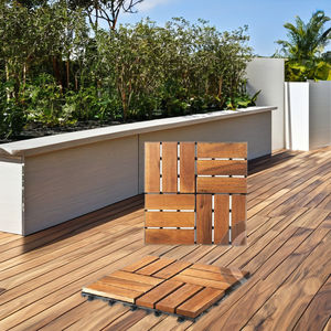 Dalles de terrasse en bois d'acacia antidérapantes, revêtement de sol en bois à emboîtement pour extérieur - Product Image 2