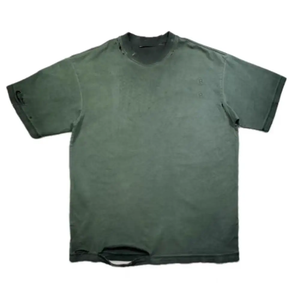 Nueva camiseta oversize para hombre, estilo vintage, desgastada, con efecto descolorido por el sol, lavado a la piedra, con acabado ácido personalizado, mineral, retro, de corte holgado y sin estampado. - Product Image 2