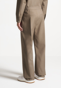 Pantalon en coton plissé à taille mi-haute pour homme, coupe droite, couleur personnalisable, infroissable, décontracté chic, grande taille, taille élastique, printemps - Product Image 6