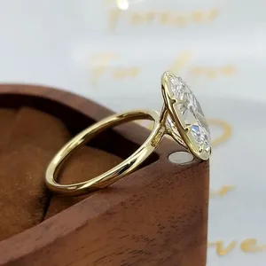 Anillo Solitario de Diamante Cultivado en Laboratorio con Corte Ovalado en Oro Amarillo Sólido, Anillo de Compromiso Minimalista para Mujer, Elegante Regalo de Joyería Nupcial - Product Image 4