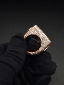 Rose Gold Initial Moissanite <b>Ring</b> <b>925</b> Sterling <b>Silver</b> Iced Out Hip Hop Jewellery VVS Diamond <b>Ring</b> - Product Image 4