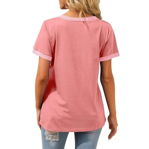 Export Solid Color Women's V-Neck T-<b>Shirt</b> Premium Breathable Eco-Friendly 100% Cotton Casual Everyday Comfort From BD - Product Image 6
