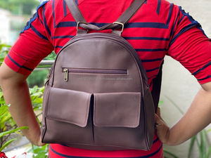 New Style Vintage Look Tan Genuine Leather Backpack Travel Backpack Office Leather Large Capacity Travel <b>Bag</b> <b>for</b> <b>Men</b> and Women - Product Image 5
