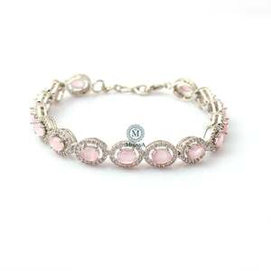 Freya Pastel Pink CZ Designer Crystal Bracelet - Product Image 2