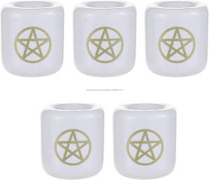 Bougeoir Métal Or Pentacle Carillon Rituel Sort-Blanc Disponible - Product Image 2