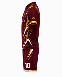 WARPRO ชุดฟุตบอลทุกฤดูกาล ชุดเสื้อฟุตบอลและกางเกงขาสั้นโพลีเอสเตอร์น้ำหนักเบา ชุดเสื้อฟุตบอลมืออาชีพสำหรับผู้ชาย - Product Image 4