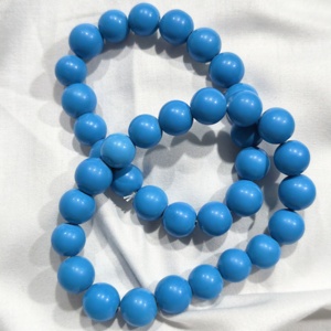Bracelet extensible turquoise de 7 pouces, bracelet élastique à perles rondes - Product Image 6