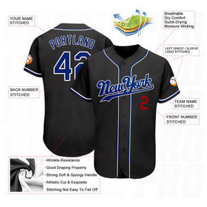 Maillot de baseball noir personnalisé pour homme, manches courtes, nom de l'équipe imprimé, uniforme respirant en polyester, adulte, toutes saisons - Product Image 3