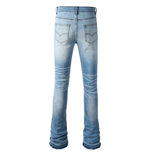 Pantalones vaqueros de corte bootcut para hombre, con efecto desgastado, lavado Monkey, denim rasgado, cintura media, estilo hip hop y streetwear - Product Image 4