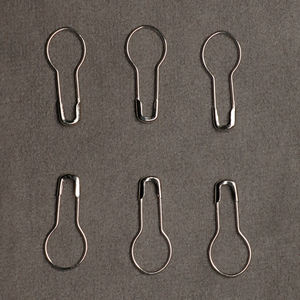 Reusable Braided Steel Nickel Plated Stitch Marker Safety Pin with Pear Shape - Product Image 2