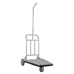 Carrello Bellman a 3 Ruote in Acciaio Inossidabile con Capacità di Carico di 600 LBS, Piano in Moquette Grigia e Ruote in Gomma, Carrello per Hotel - Product Image 1