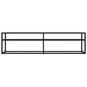 Meuble TV moyen en verre trempé noir et acier thermolaqué pour salon - Product Image 3