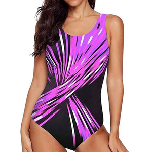 Maillot de bain une pièce sans dos pour femme grande taille, avec logo frontal, col rond, taille haute, extensible, en spandex et polyester, sans couture - Product Image 5