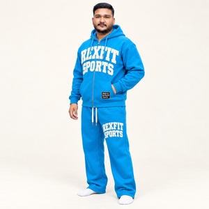 Ensemble sweat-shirt et pantalon de jogging Rexfit Sports pour homme, bleu, coton, French Terry, décontracté, hiver, respirant, fermeture éclair intégrale - Product Image 3
