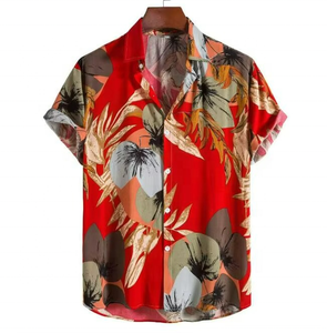 Camisas de Playa con Estampado Floral, Cuello en V, Manga Corta, Estilo Hawaiano, para Vacaciones de Verano, Casuales, con Botones, de Nailon de Secado Rápido para Hombre - Product Image 3