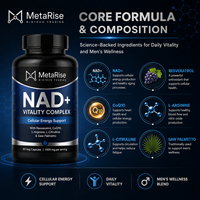 Complément alimentaire pour adultes, marque privée OEM, NAD Plus, 60 capsules, soutien à l'énergie cellulaire, à l'endurance et à l'âge sain.