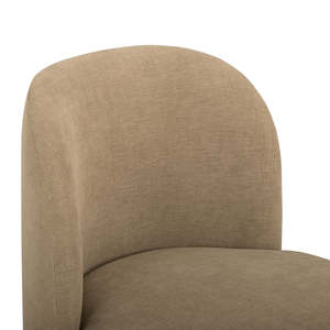 Fauteuil d'hôtel moderne en bois massif rembourré, beige, avec assise incurvée pour hall, chambre, villa, salon - Product Image 5