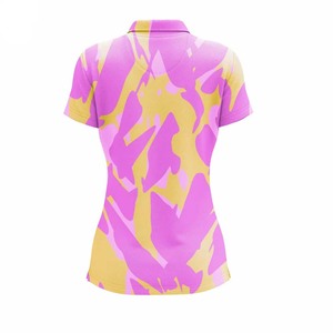 Polo de manga corta para mujer, color rosa, amarillo, estampado de camuflaje, ropa deportiva informal transpirable - Product Image 5