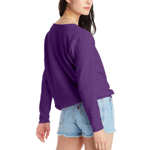 เสื้อสเวตเชิ้ตคอโอ แขนยาว ผ้าถัก คอตตอน สีม่วง ทรงปกติ ใส่ได้ทั้งชายและหญิง สไตล์ลำลอง สีพื้น เหมาะสำหรับใส่ในฤดูใบไม้ผลิ - Product Image 3