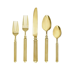 Ensemble de couverts professionnels en acier inoxydable 5 pièces, finition miroir, couteau, fourchette, cuillère, pour hôtel, restaurant, fête, à prix avantageux - Product Image 2