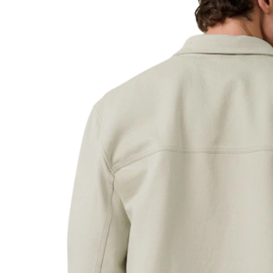 Mid Sage Green Jersey Twill Popper Shacket <b>Mens</b> <b>Long</b> Sleeve Casual Shirt <b>Jacket</b> With Double Chest Pockets Snap Button Front - Product Image 4