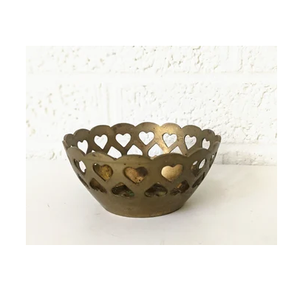 Brass Fruits Bowl <b>Basket</b> With Handle Home Decor Excellent Tableware Centerpiece Heart Cutouts Rim Design Brass Fruits Bowl - Product Image 4