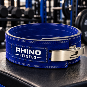Ceinture de musculation réglable en cuir bleu Rhino Fitness, protection professionnelle, soutien lombaire enveloppant pour la salle de sport, adultes - Product Image 4
