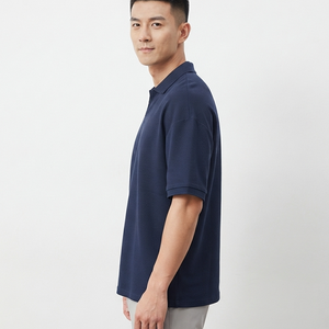 OEM/ODM Factory Price Men's Navy <b>Blue</b> <b>Polo</b> T-<b>Shirt</b> Custom Logo Printed Polyester Cotton Plain Blank Short Sleeve Woven Fabric - Product Image 2