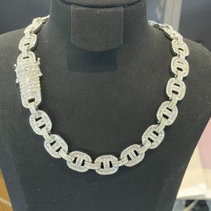 Luxury 925 Silver Rhodium Plated Moissanite Link Chain <b>Statement</b> <b>Necklace</b> Unisex Everyday Wear - Product Image 1