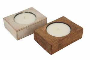 Bowl-Shaped Wooden Candle <b>Holder</b> Rustic <b>Tealight</b> Votive Stand | Handmade Gift Romantic Decor Z/F GLOBAL EXPORT ZF 5664 - Product Image 3