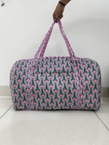 Lightweight Sport Portable Handmade Quilted Duffle <b>Bag</b> High Quality Cotton Weekender Women Block Printed Stylish Durable - Product Image 4