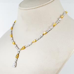 Collier pendentif en or blanc 14 carats avec diamants blancs et jaunes fantaisie, le plus vendu, pour mariée ou mariage et anniversaire, au prix d'usine - Product Image 1