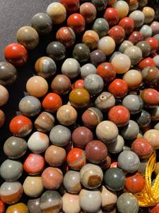 ลูกปัดหินแจสเปอร์ธรรมชาติทรงกลม สีน้ำตาล แดง เหลือง เขียว สวยงาม คุณภาพสูง ร้อยเป็นเส้นยาว 15.5 นิ้ว - Product Image 3