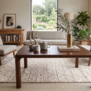 Table basse artisanale en bois de chêne naturel, style Mid-Century Modern, structure en chêne massif, durable, facile à nettoyer, meuble de salon, garantie 3 ans - Product Image 4