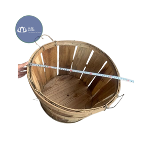 ตะกร้าใส่ปูไม้แบบยั่งยืน ขายดี ตะกร้าเก็บของทรงกลมสไตล์เรสติก - Product Image 1