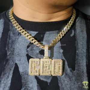 Pendentif en diamant de laboratoire de qualité supérieure « CEO KING » avec chaîne cubaine entièrement pavée, bijoux hip-hop, vente en gros - Product Image 1