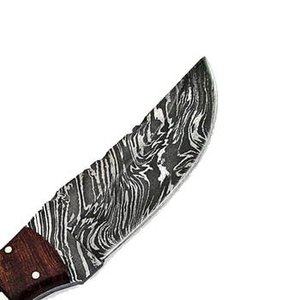 Couteau de survie et de boucherie artisanal en acier Damas avec manche en bois et étui en cuir OEM - Product Image 3