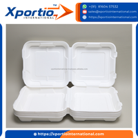Boîte de préparation alimentaire Xportio International en bagasse de canne à sucre écologique, compatible micro-ondes, à clapet articulé, résistante à l'huile, pour approvisionnement en gros