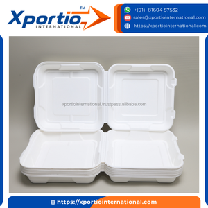 Boîte à repas jetable en fibre de canne à sucre biodégradable, format clamshell, compatible micro-ondes et congélateur, 500 pièces par carton - Product Image 2