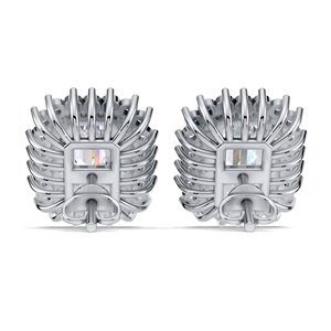 IGI Certified Lab Grown Diamond <b>Emerald</b> Cut Double Halo <b>Stud</b> Earrings 9KT Yellow / White / Rose Gold Rectangle Cluster Earrings - Product Image 3