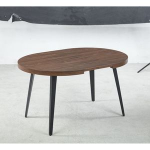 Tavolo da Pranzo/Ufficio/Caffè Estensibile con Gambe in Metallo e Piano in MDF, Colore Noce, 100/140/180x100x75cm - Product Image 5