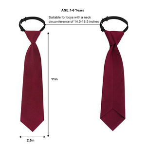Corbata Pre-Atada para Niño, Color Borgoña, Tejida, con Correa Ajustable, Accesorio para Fiestas, Graduaciones y Uniformes Escolares - Product Image 2