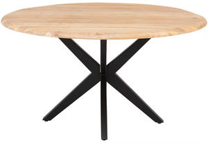 Mesa de Comedor Redonda de Madera de Acacia Sólida con Patas Metálicas en X, Diseño Moderno para Restaurante, Cocina o Comedor, Precio al por Mayor - Product Image 3