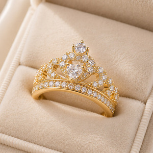 <b>Crown</b> Shape Silver <b>Crown</b>-Style Prong-Set Zircon <b>Ring</b> for Women - Product Image 2