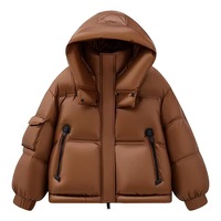 Blouson matelassé à capuche pour homme, manteau d'hiver épais en PU, couleur unie, fermeture éclair, coupe courte et ample, imperméable
