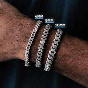 Bracelet gourmette cubaine haut de gamme pour hommes, style hip-hop, plaqué argent et diamants, 6MM 8MM 10MM - Product Image 1