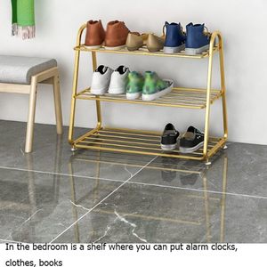 3 Tier Iron <b>Shoe</b> <b>Rack</b> Golden Metal <b>Shoe</b> Organizer Large Capacity <b>Storage</b> Shelf for Home Hotel Entryway - Product Image 3